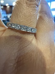 art Deco 7 Stone Single Cut diamond 14k band wedding estate antique ring