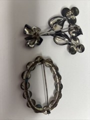 Vtg Ling Sterling Silver 925 Moonstone Brooch | 2″ x 2.5″ | 12 grams