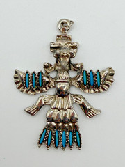 SILVER TONE THUNDERBIRD PENDANT TURQUOISE MARQUISE SOUTHWESTERN WOMENS STATEMENT