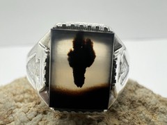 Vintage Men’s Sterling Silver Moss Agate Ring