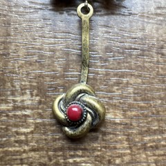 Vintage 1930s Signed Czech Dangle Pendulum Clock Brooch Glass Enamel & Porcelain
