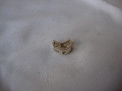 VINTAGE 1980s CHUNKY WHITE TOPAZ CRESCENT MOON STERLING SILVER 925 SLIDE PENDANT