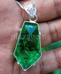 60.35 Ct Natural Green Emerald Fancy Shape 925 Sterling Pendant Free Chain 6AGW