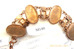 VINTAGE ART NOUVEAU ENAMEL RHINESONE COPPER BRACELET