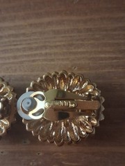St. John Vintage White Crystal Rhinestone Goldtone Clip Earrings