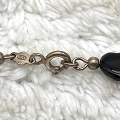 Vintage Heart Necklace Sterling Silver Black Heart Y Drop 17″