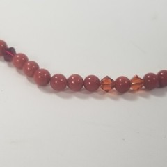 Vintage MCM Red Round & Faceted Bead Choker Necklace Mid Century 16 in Tiny