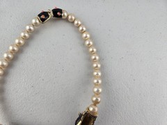 Signed Vintage Joseph Mazer JOMAZ Panther Strand Faux Pearl Beaded Necklace RARE