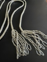 Antique 1920s Art Deco Silver Lined Glass Seed Bead Sautoir Lariat Necklace 48”!