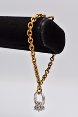 Juicy Couture Vintage Y2K Engagement Ring Charm Bracelet Gold Crystal BinBR