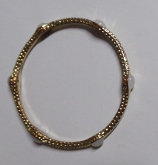 Vintage Moonstone Style Beads On Gold Tone Bangle Bracelet