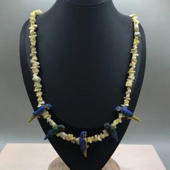 Vintage handmade stone/gemstone bead parrot necklace art to wear statement boho