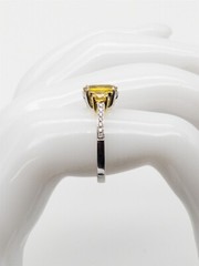 $9000 4ct Yellow Sapphire FANCY INTENSE YELLOW VS Diamond 18k White Gold Ring