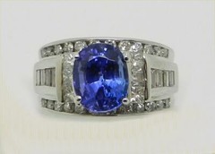 Vintage 14K White Gold 2.21 Cts Tanzanite 1.00 Ct Diamond Ring Size 5 – LB3282
