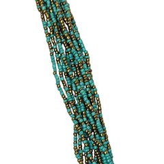 Vintage Turquoise Seed Bead Multi Strand Necklace 30” Long