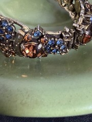 Hollycraft rhinestone bracelet Clamper Bangle Hinged 1950s Unique