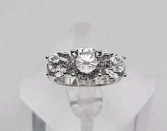 Prime Art & Jewel PAJ Sterling Silver 3.00ct CZ Trilogy Ring Size 5.5