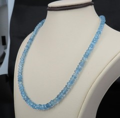 Estate 40ct 4.7mm Natural Aquamarine Bead 17″ Sterling Silver Necklace, 12.9g