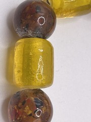Vintage Glass Bead Necklace Yellow Brown Speckled Yellow Green Red