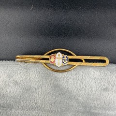 Vintage Tie Bar Gold Tone Religious Anchor Sacred Heart Cross Dad Gift
