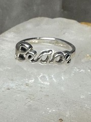 Peace ring word band size 5.50 sterling silver women girls
