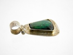 Vintage 950 Sterling Silver Green Chrysocolla Pendant 3.1 Grams