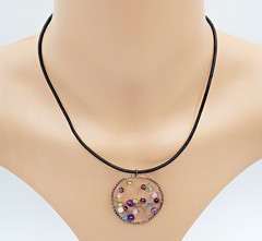Artisan Tree of Life Pendant 925 Clasp Necklace 15in Leather Mixed Bead Handmade