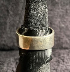 VTG – Starborn Etched Spessartite Garnet on Wide Band 925 Sterling -Sz 6.75 -10g