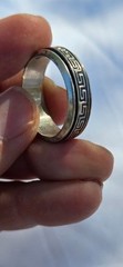 Vintage Men’s 925 Sterling Silver Greek Key Fidget Spinner Band Ring US Size 14