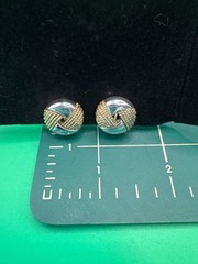 Gold & Silver-Tone Textured Knot Clip-On Earrings