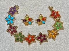 AUTHENTIC SWOBODA SET ~ EARRINGS, BRACELET ~ MULTI-STONE!