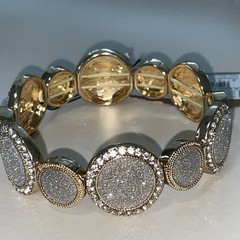 Monet Bracelet Rhinestone Clear Gold Tone Expandable Signed M With Stone NWT New