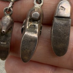 Vintage Brooch Sterling Silver Shoe Mold Dangling Shoe Charms 1.5 Inches