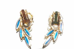 GORGEOUS DELIZZA & ELSTER JULIANA BOOK PIECE BLUE SUNBURST NECKLACE AND EARRINGS