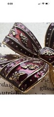 Joan Rivers Bow Brooch Maroon Burgundy Enamel Crystal Accent Ribbon Brooch Pin