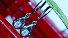 14k white gold earrings 0.25ct natural diamond 1.0″ teardrop dangle 2.50gr N3344