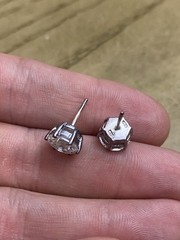 Designer Signed 925 Sterling Silver Seta CZ Post Stud Earrings
