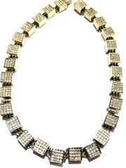 VTG Delillo Silver plate necklace w/Clear Rhinstones signed 20 1/2″ Length