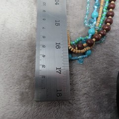 Vintage Boho Chic Wood /Plastic Beads Multi Strand Necklace Funky Multicolor 33″