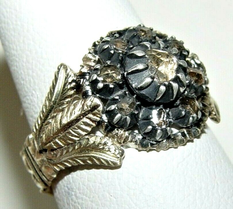 Antique Georgian 0.70CT (Est.) Rose Cut Diamond Filigree Ring 19K Gold S-7