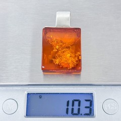Vintage Sterling Silver 925 Amber Rectangle Pendant