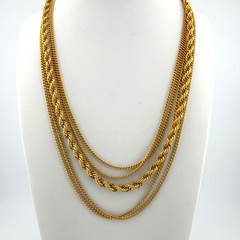 Vintage Multi Strand Gold Tone Necklace Goldette Layered Chains 20″