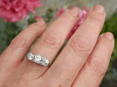 3.00Ct Art Deco Style Lab Created Diamond Three-Stone Wedding 925 Silver Ring