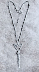 Y2K Vintage Signed Chico’s Y-Drop Necklace Silver Tone Slinky Fidget-Friendly