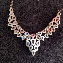 Vintage Sterling Necklace Rainbow Labrodite 16.5 inch / 92.5% Silver