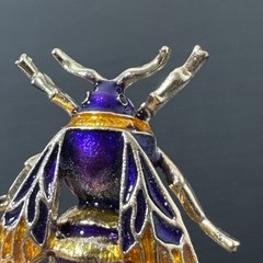 Vintage Gold Tone And Enamel Purple & Yellow Bumblebee Pin Brooch 1.5 In Long