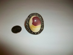 Vintage 925 Sterling Silver Mookaite Jasper Ring W/Beaded Scrollwork- Size 8 1/4