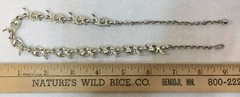Necklace Collar Rhinestone Stone Leaf Leaves Silver Tone Metal Vintage 17″
