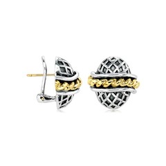 Vintage Sterling Silver and 14kt Yellow Gold Earrings