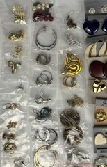 Large Earring Lot 100+ Pairs Mixed Vintage Modern Pierced Clip Hoops Studs